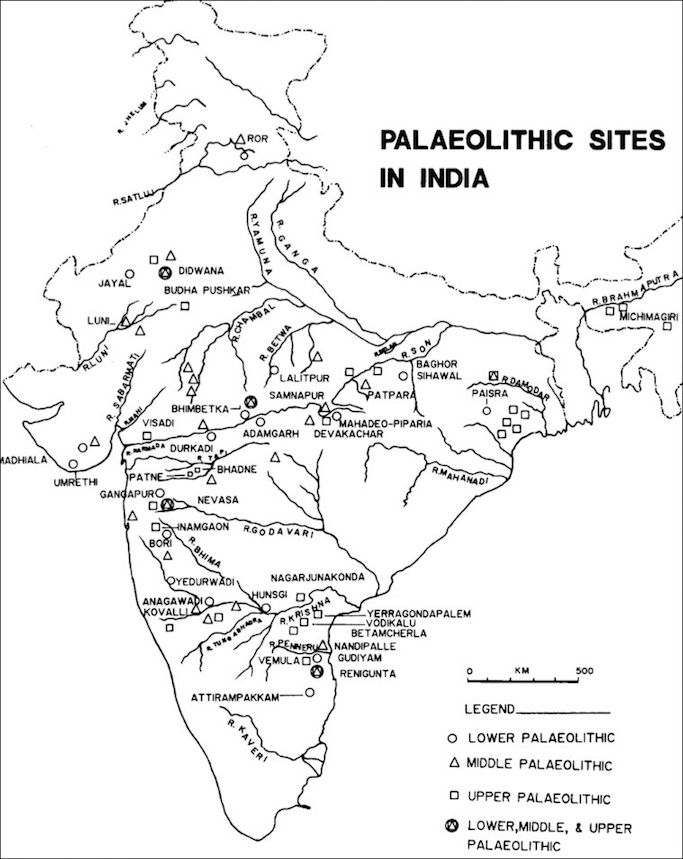 Map of Old Stone Age sites in India 
