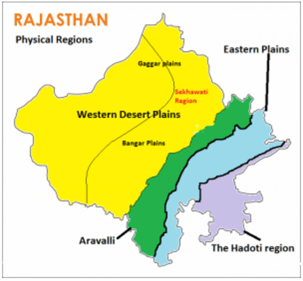 Physical Divisions of Rajasthan, Physical Geography of Rajasthan, Regions of Rajasthan