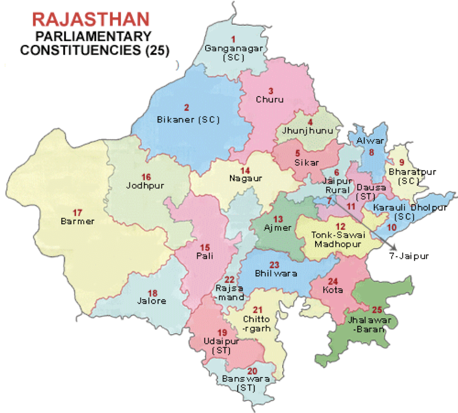 Map Of Parliamentary Consituencies In Rajasthan 