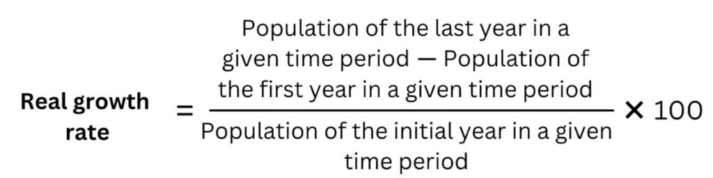 actual growth rate of population, Real growth rate
