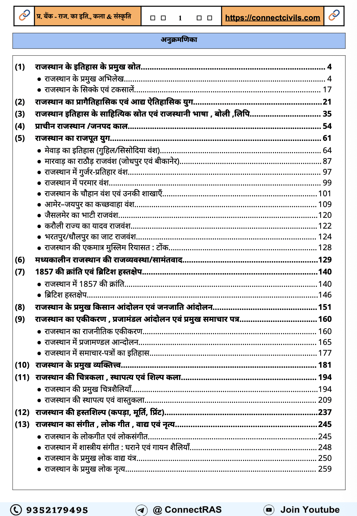 Rajasthan History, art and culture (राजस्थान इतिहास, कला एवं संस्कृति )Question Bank PDF (2026–27): Hindi - Image 2